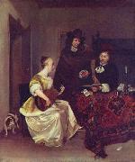 Gerard ter Borch the Younger A Woman playing a Theorbo to Two Men Germany oil painting artist